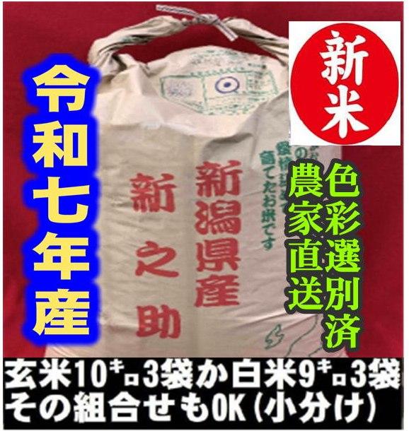 令和7年産新潟　新之助　30kg　白米9kg×3袋か玄米10kg×3袋　   予約9月25日頃の商品画像